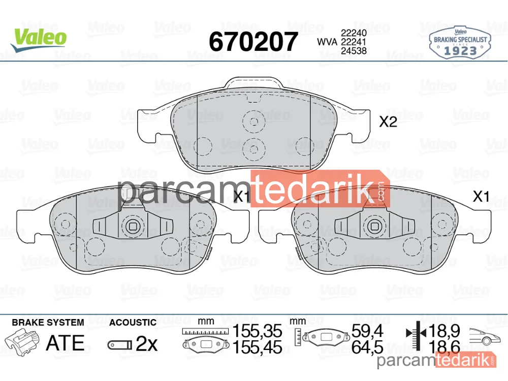 670207 | Fren Balatası — Fiat 500X, Jeep Renegade Suv, Jeep Renegade